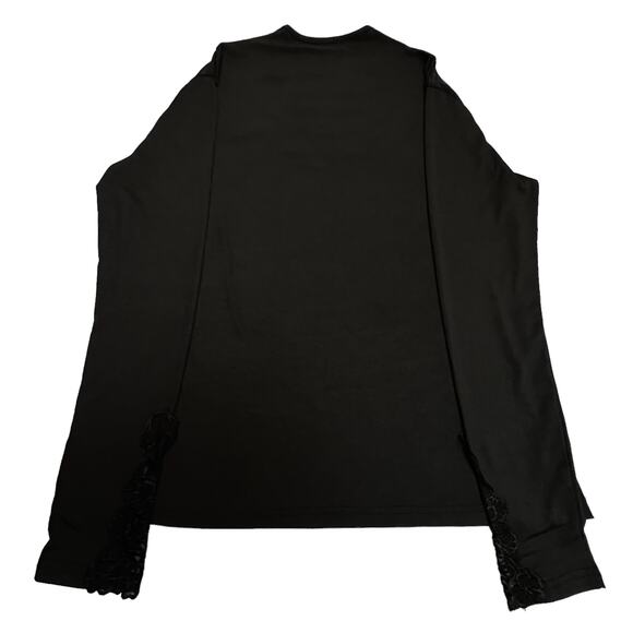 Woman’s Black Long Sleeve Top with Floral Lace Accents – Elegant & Stylish - Picture 6 of 8
